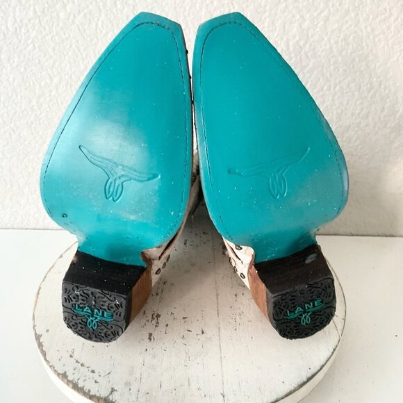 Lane SHOWDOWN Womens White Cowboy Boots 8 Short Western Cowgirl Lace-up Bootie - Picture 8 of 11